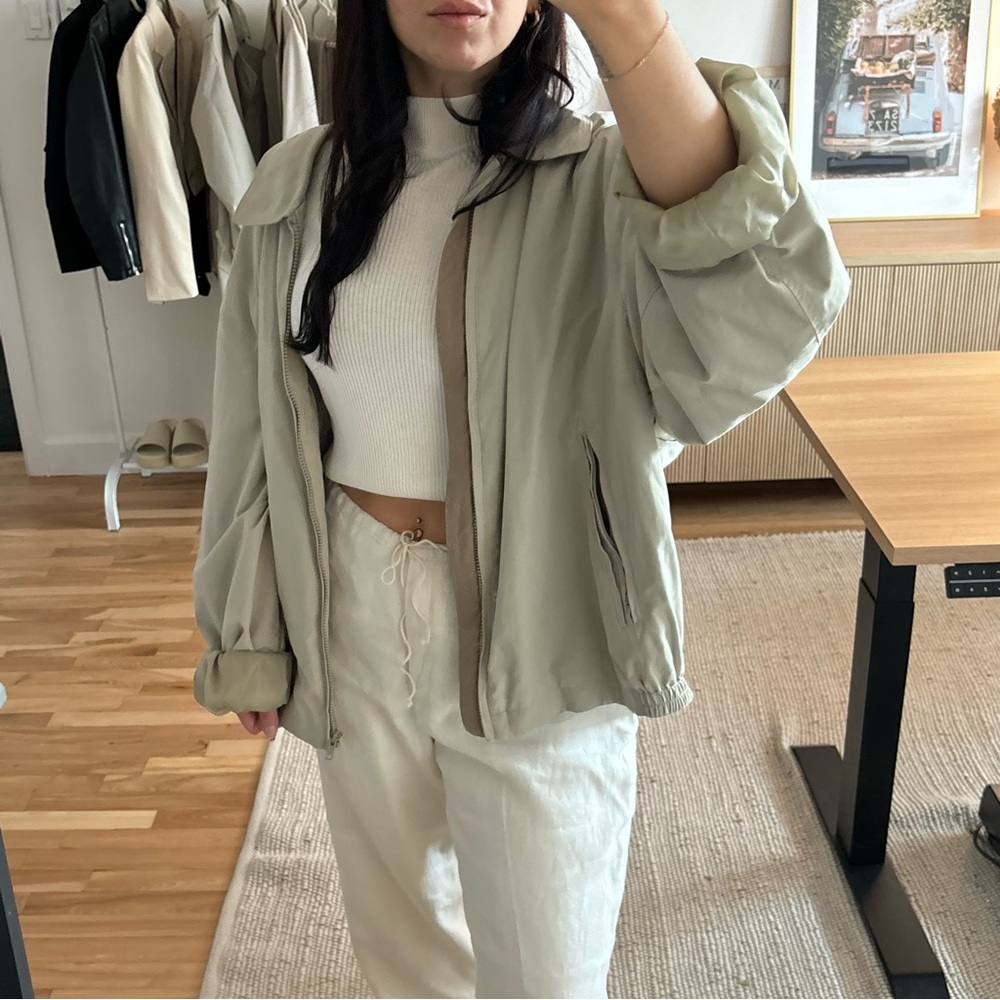 VINTAGE Oversized Sage Green Windbreaker Jacket